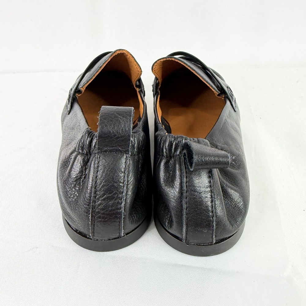 Miz Mooz Geeana Black Leather Penny Loafers Elastic Heel Flats Size 38 - Picture 5 of 8